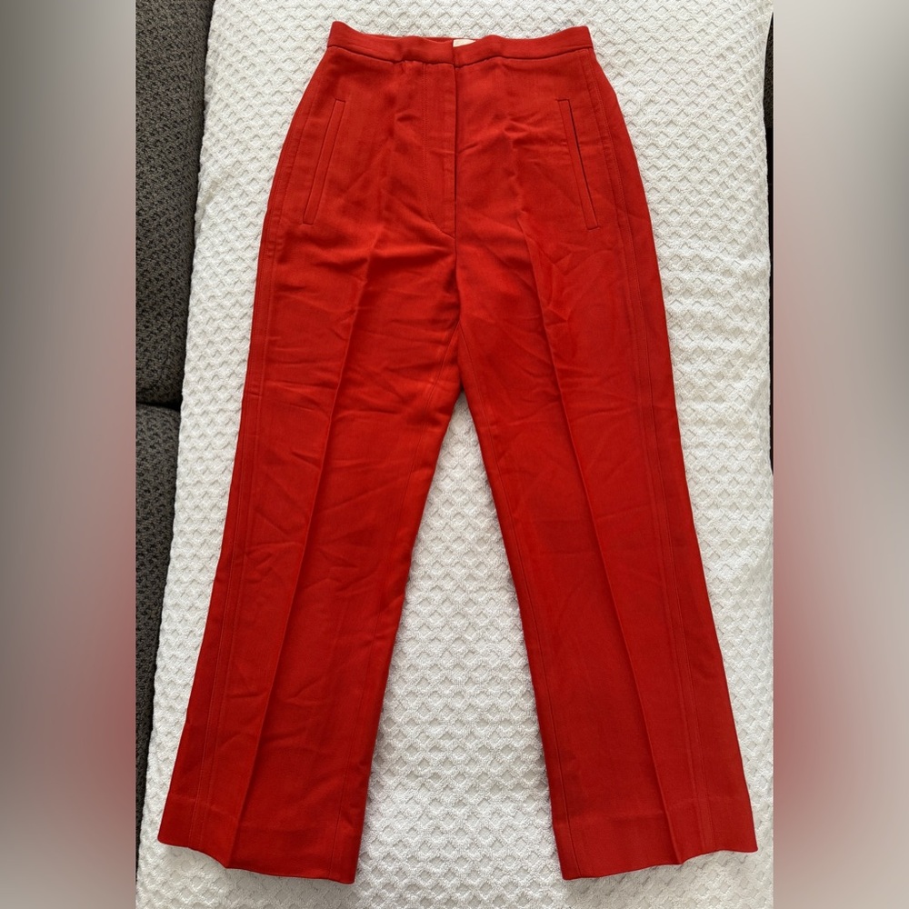 Khaite Straight Leg Cropped Trouser Pants in Burnt Orange Red Size 0 24” Waist